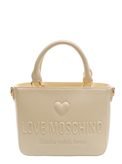 LOVE MOSCHINO MADE WITH LOVE Geantă de mână mini, cu curea de umăr fildeş - Genți femei