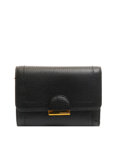 COCCINELLE TALEA Portofel mediu din piele ciocanita negru - Portofele femei