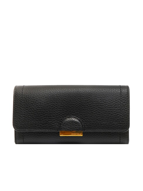 COCCINELLE TALEA Portofel continental din piele ciocanita negru - Portofele femei