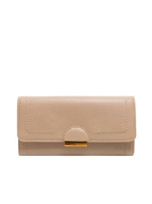 COCCINELLE TALEA Portofel continental din piele ciocanita roz pudră - Portofele femei