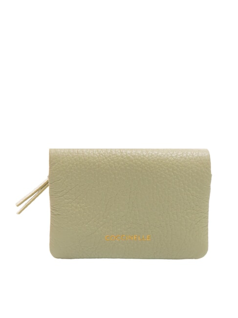 COCCINELLE SOFTY Suport card din piele ciocanita verde celadon - Portofele femei