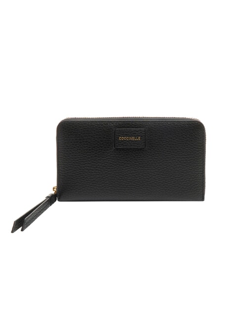 COCCINELLE VOILE Fermoar mare din piele în jurul portofelului negru - Portofele femei