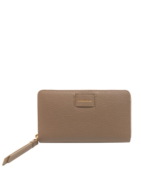 COCCINELLE VOILE Fermoar mare din piele în jurul portofelului taupe cald - Portofele femei