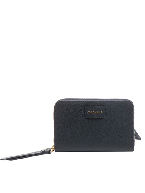 COCCINELLE VOILE Portofel mediu din piele cu fermoar albastru miezul nopții - Portofele femei