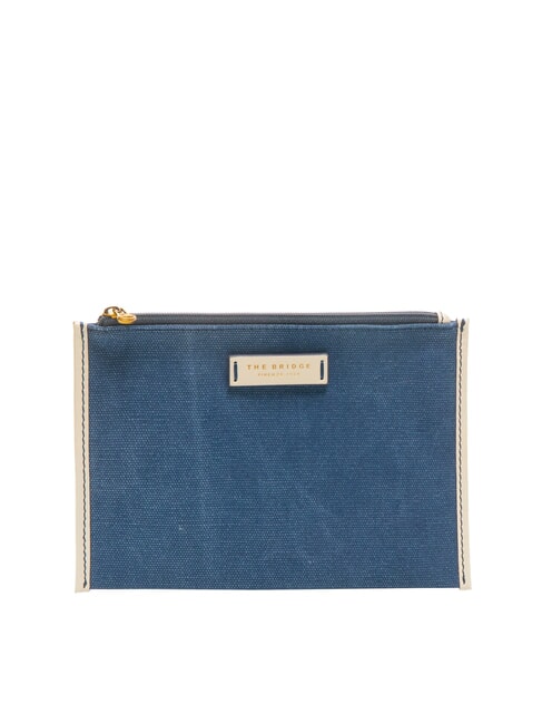THE BRIDGE ANNA clutch din pânză plat bleumarin/alb lapte abb. aur - Genți femei