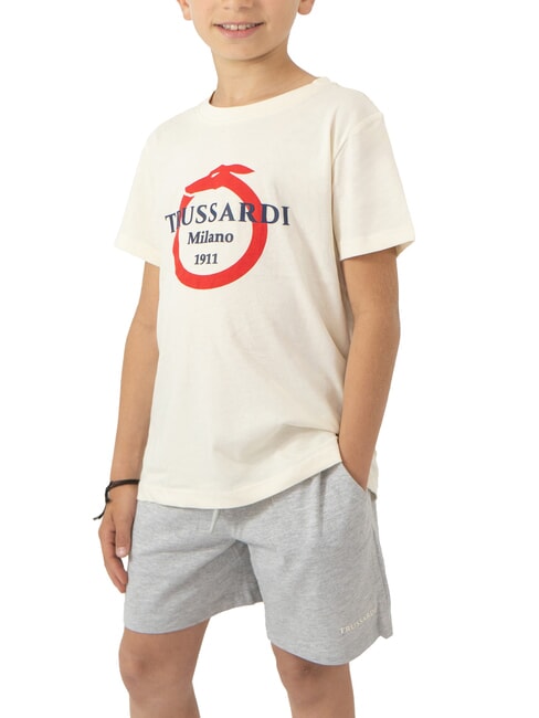 TRUSSARDI FESTI Set tricou și bermudă lapte/gri melange - Treninguri pentru copii