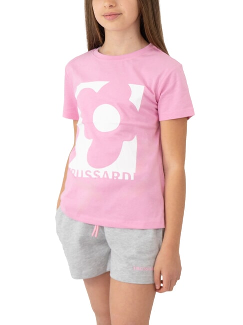 TRUSSARDI GRIGES Set tricou și bermudă melange roz/gri - Treninguri pentru copii