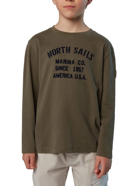NORTH SAILS GRAPHIC KIDS Cămașă cu mânecă lungă din bumbac frunze de ceai - Tricou copil