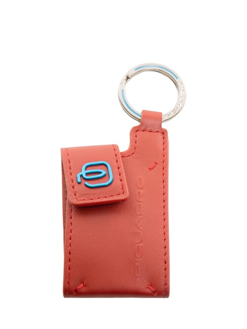 PIQUADRO BLUE SQUARE Breloc din piele / Suport pentru adresă  RED - Portchei