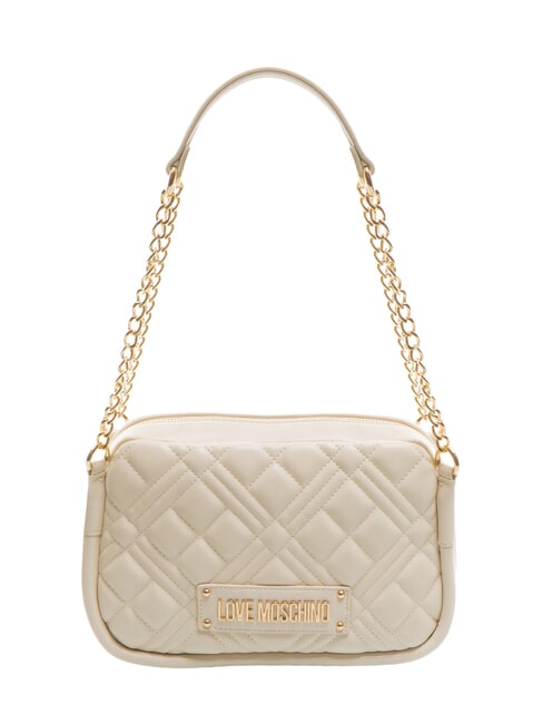 LOVE MOSCHINO QUILTED Geantă de umăr cu mâner cu lanț fildeş - Genți femei