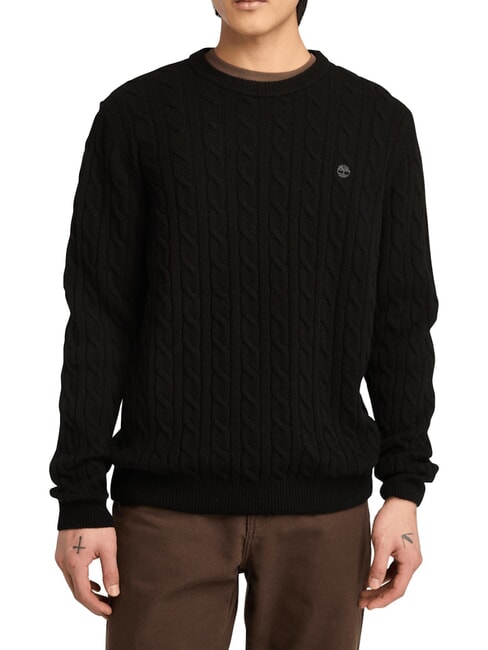 TIMBERLAND P-B LAMBWOOL Pulover cu gât crew din amestec de lână negru/pavaj - Pulovere pentru bărbați