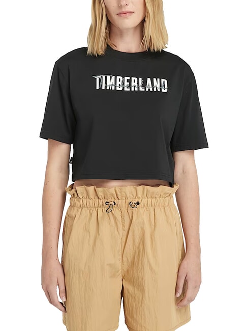 TIMBERLAND CROPPED Tricou din bumbac BLACK - tricou
