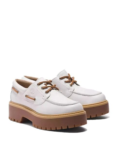TIMBERLAND STONE STREET  Pantofi de barcă cu talpă înaltă bob plin alb - Pantofi femei