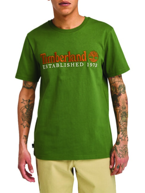 TIMBERLAND ESTABILISHED 1973 Tricou din bumbac negru/verde de pădure - tricou