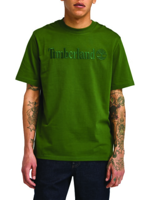 TIMBERLAND EMBROIDERY TONAL Tricou din bumbac negru/verde de pădure - tricou