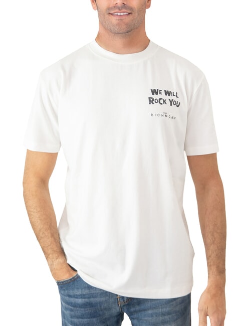 JOHN RICHMOND RENENS Tricou din bumbac cu imprimeu aproape alb - tricou