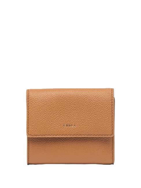 FURLA GOCCIA Portofel mediu din piele bifold coniac - Portofele femei