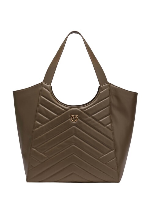 PINKO PUZZLE Geantă de umăr din piele cusută wren-aur antic - Genți femei