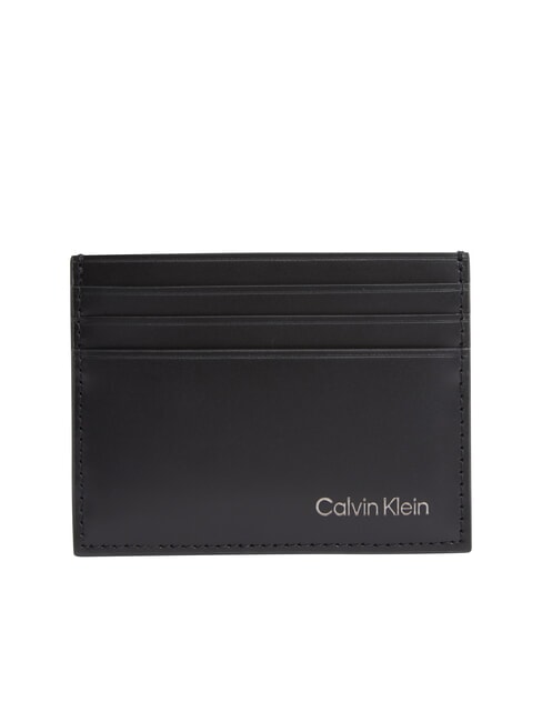 CALVIN KLEIN SMOOTH PU Suport plat pentru carduri 6cc pe negru - Portofele bărbați