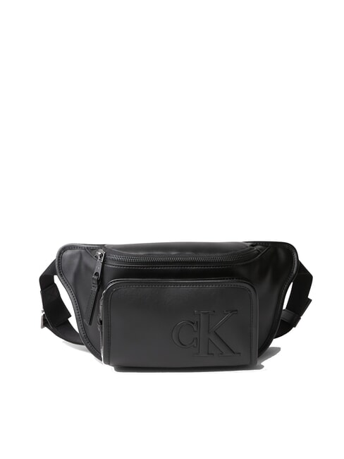 CALVIN KLEIN SCULPTED IMPRESSION Borsetă cu buzunar pe negru - Borsete de brâu