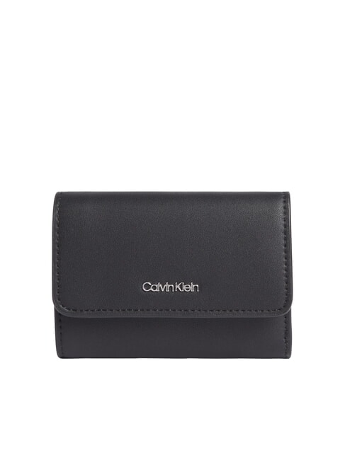 CALVIN KLEIN CK MUST Portofel compact pe negru - Portofele femei