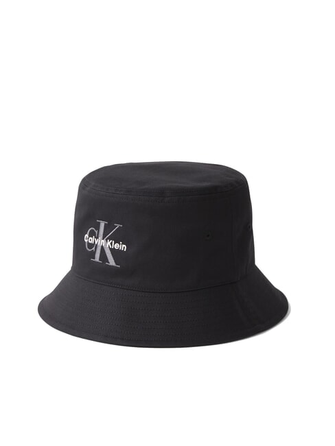CALVIN KLEIN CKJ MONO LOGO Pălărie tip găleată din bumbac pe negru - Căciuli