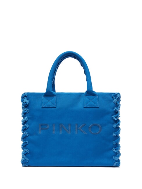 PINKO BEACH Geantă de cumpărături din pânză reciclată albastru-aster albastru ch.-aur antic - Genți femei