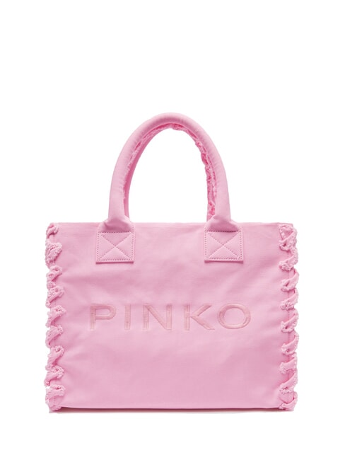 PINKO BEACH Geantă de cumpărături din pânză reciclată roz dulce liliac-auriu antic - Genți femei