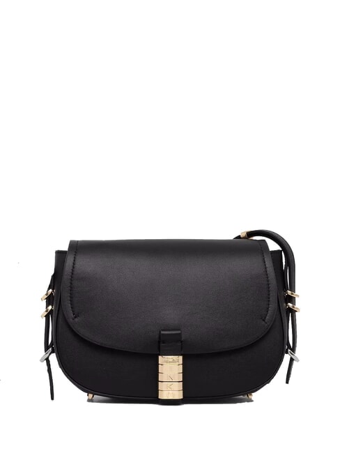 PINKO SADDLE Geantă mică de umăr din piele limuzină neagră mixtă. aur-n - Genți femei