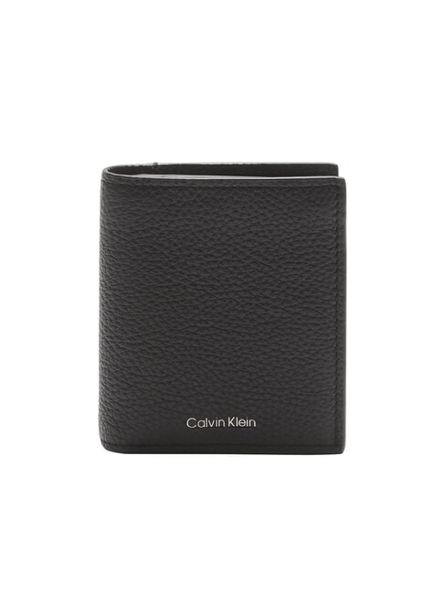 CALVIN KLEIN CK LEATHER Portofel vertical din piele pe negru - Portofele bărbați