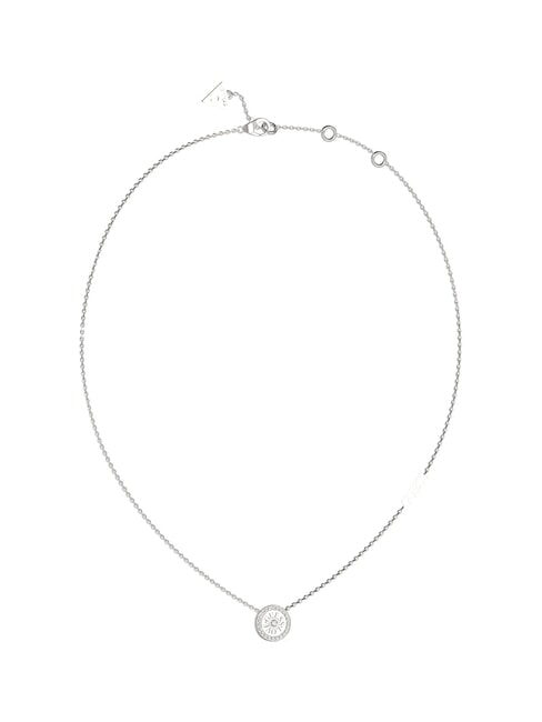 GUESS LOVE Colier cu pandantiv rotund și zirconiu SILVER - Lănțișoare