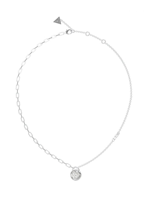 GUESS ROLLING HEARTS Colier cu inimă și zirconiu SILVER - Lănțișoare
