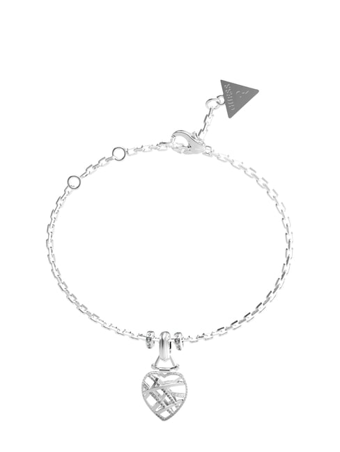 GUESS HEART CAGE Bratara cu inima SILVER - Brățări