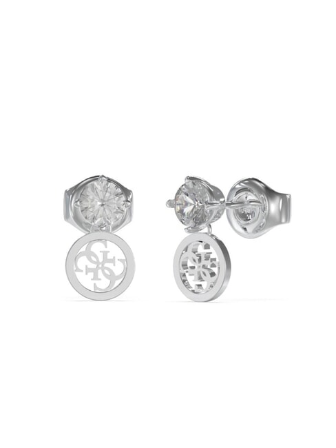 GUESS STUDS PARTY Cercei cu zirconiu și pandantiv 4G SILVER - Cercei