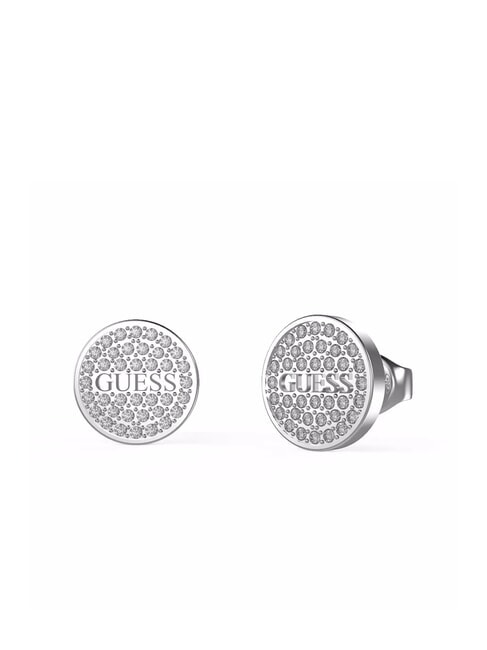 GUESS STUDS PARTY Cercei cu șurub și logo și zirconiu SILVER - Cercei