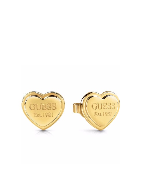 GUESS STUDS PARTY Cercei cu inimă și logo aur galben - Cercei