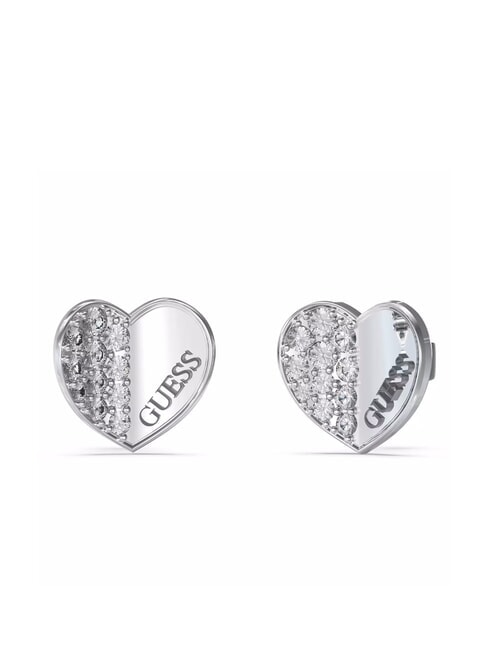 GUESS LOVELY Cercei cu inimă și zirconiu SILVER - Cercei