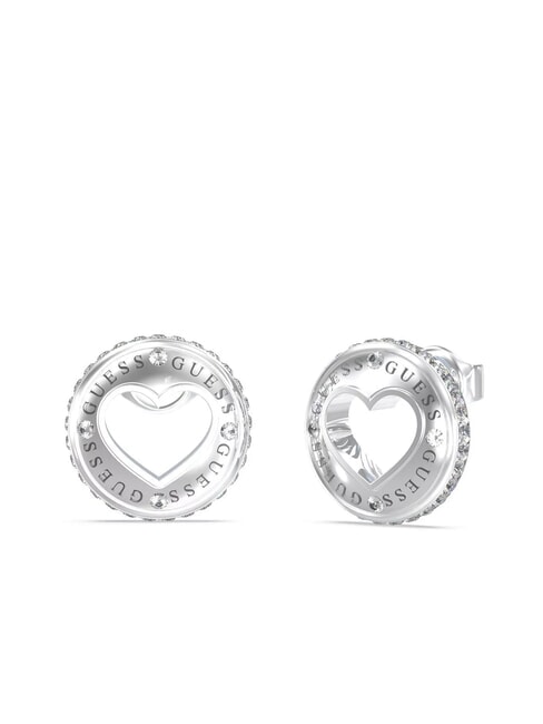 GUESS ROLLING HEARTS Cercei cu inimă găurită SILVER - Cercei