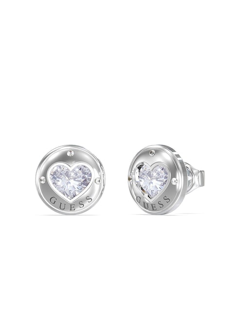 GUESS ROLLING HEARTS Cercei cu inimă SILVER - Cercei