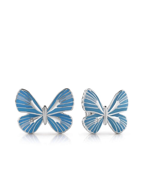 GUESS TROPICAL DREAM Cercei cu fluture emailat SILVER - Cercei