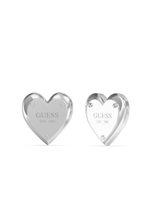 GUESS ALL YOU NEED IS LOVE Cercei cu inimă și logo SILVER - Cercei