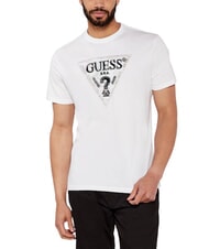 GUESS TRIANGLE Tricou din bumbac cu imprimeu alb purpuriu - tricou - 1