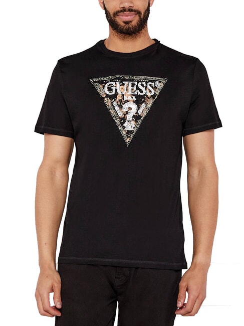GUESS TRIANGLE Tricou din bumbac cu imprimeu jetbla - tricou
