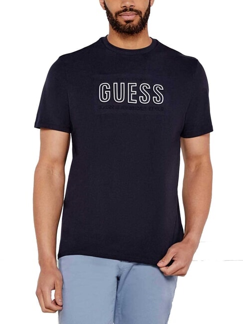 GUESS BSC EMBOSSED LOGO Tricou cu imprimeu în relief smart blue multi - tricou