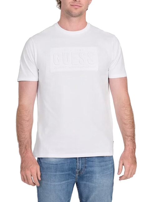 GUESS BSC EMBOSSED LOGO Tricou cu imprimeu în relief alb purpuriu - tricou