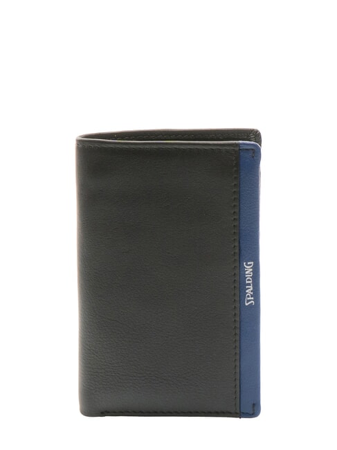 SPALDING STRIPE  Portofel vertical din piele negru/bleumarin - Portofele bărbați