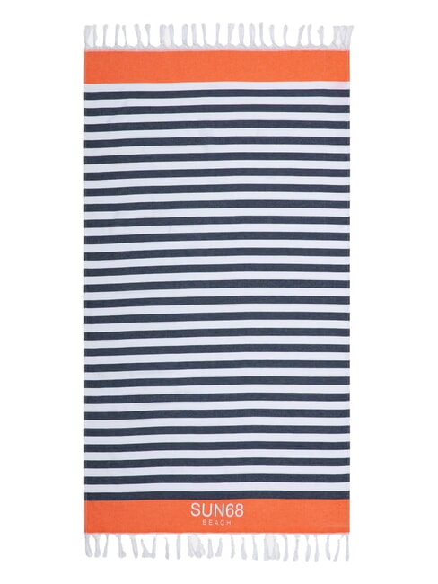 SUN68 STRIPES Prosop de plajă din bumbac alb/bleumarin - Accesorii de călătorie