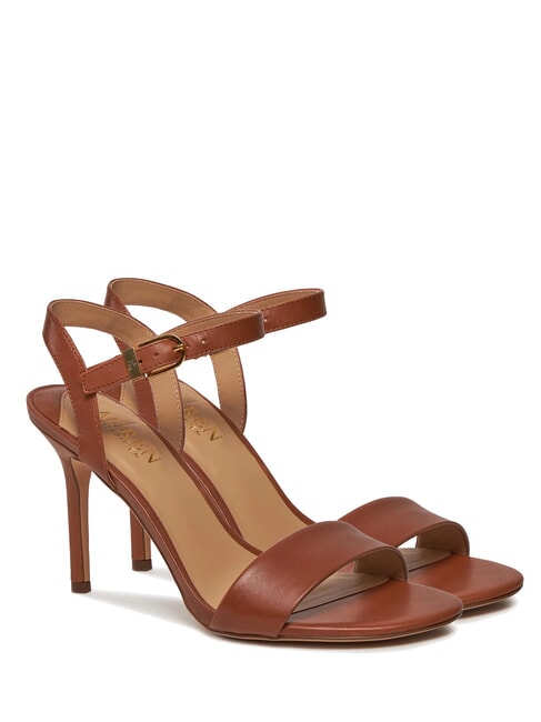 RALPH LAUREN GWEN Sandale înalte din piele bronz intens de șa - Pantofi femei