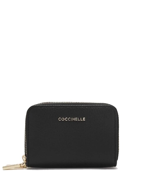 COCCINELLE METALLIC SOFT  Portofel mic cu fermoar negru - Portofele femei