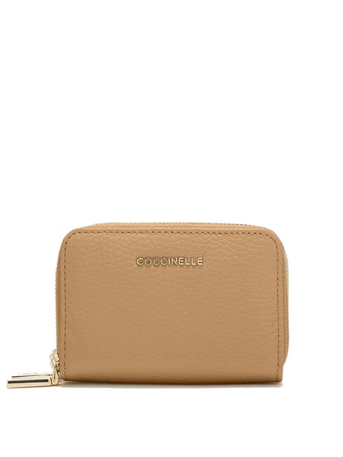 COCCINELLE METALLIC SOFT  Portofel mic cu fermoar bej proaspăt - Portofele femei